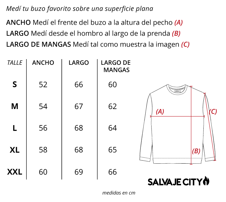 Tabla de talles sweater